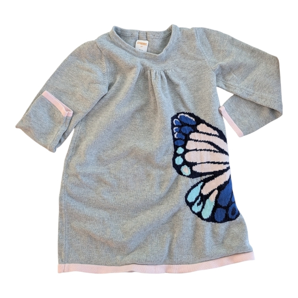 Gymboree Girls Gray Knit Dress with Butterfly Detail Size 5T